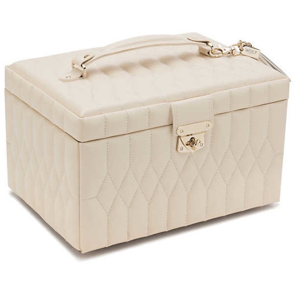 WOLF Cream Quilted Medium Jewelry Case